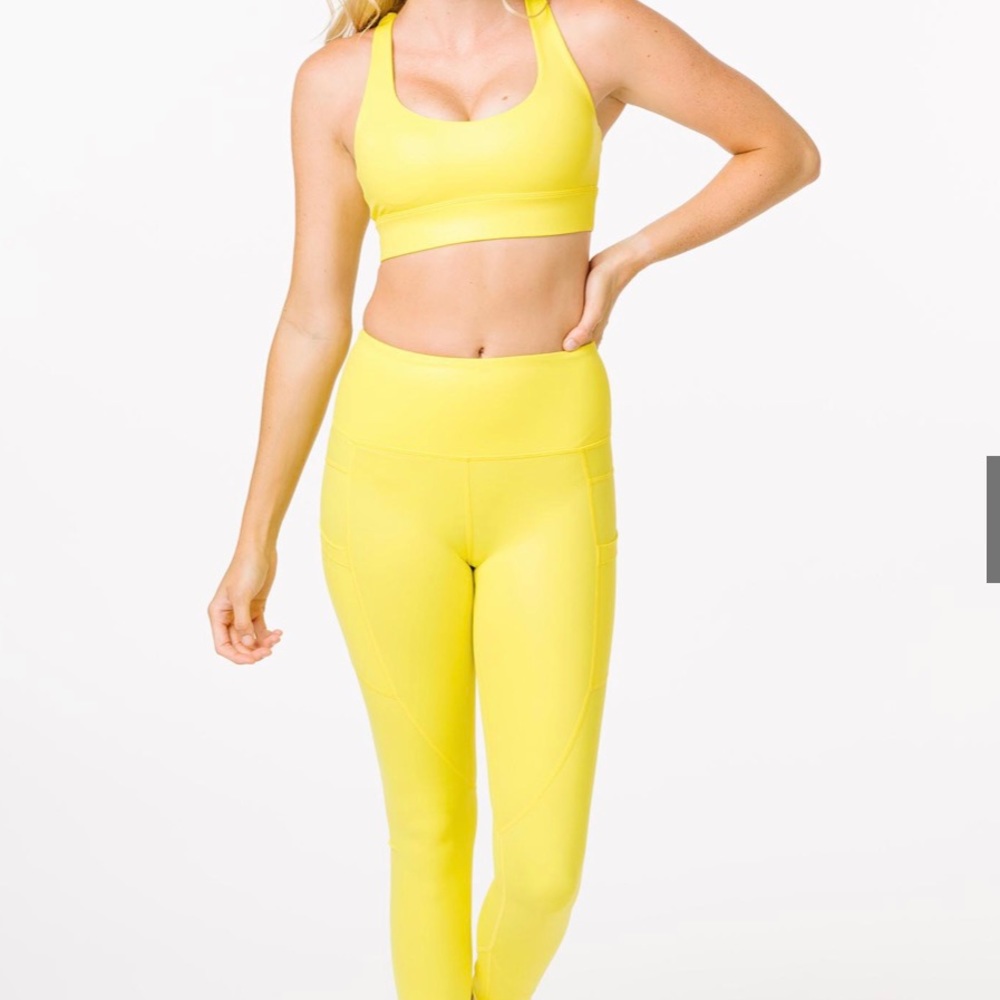Zyia active neon yellow metallic light n tights